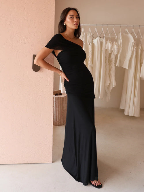 Fiesta Off Shoulder Maxi in Black - By Nicola