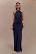 The Elyna Slinky Halter Maxi in Navy - Meshki