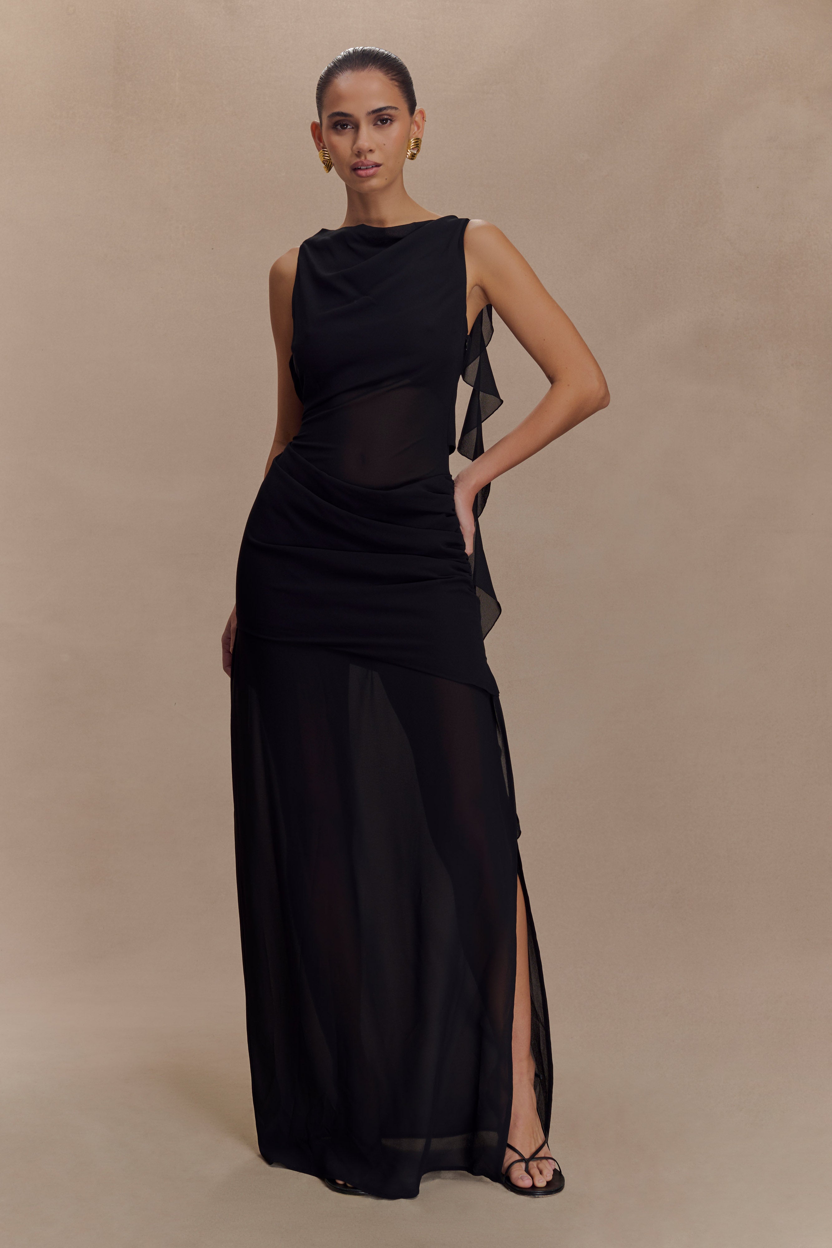 Daria Draped Chiffon Maxi - Meshki