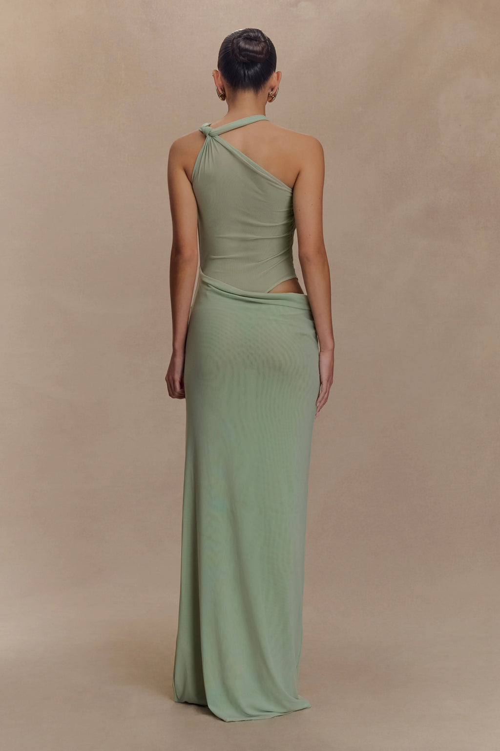 Edwina Knotted Mesh Maxi in Sage — Meshki
