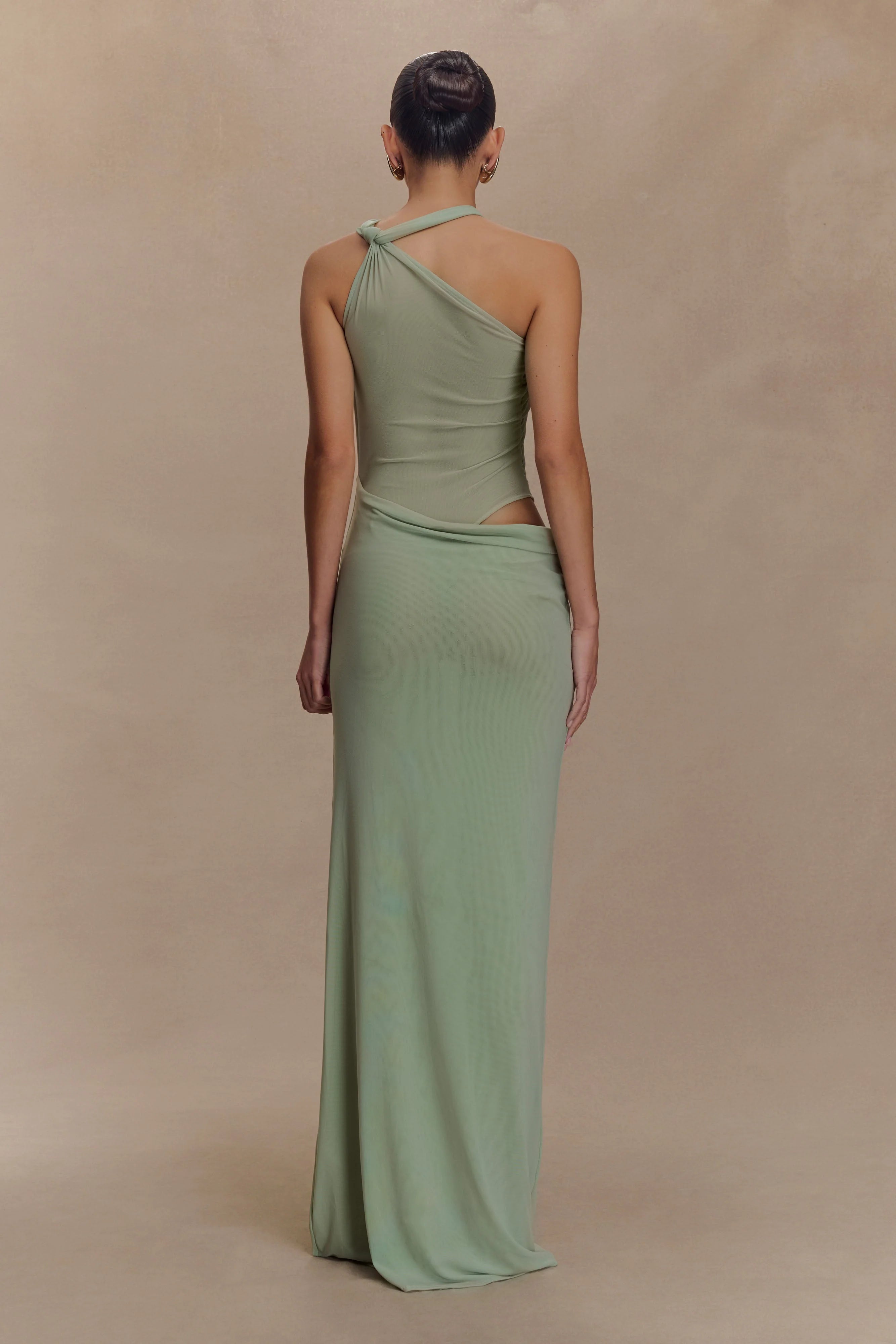 Edwina Knotted Mesh Maxi in Sage — Meshki