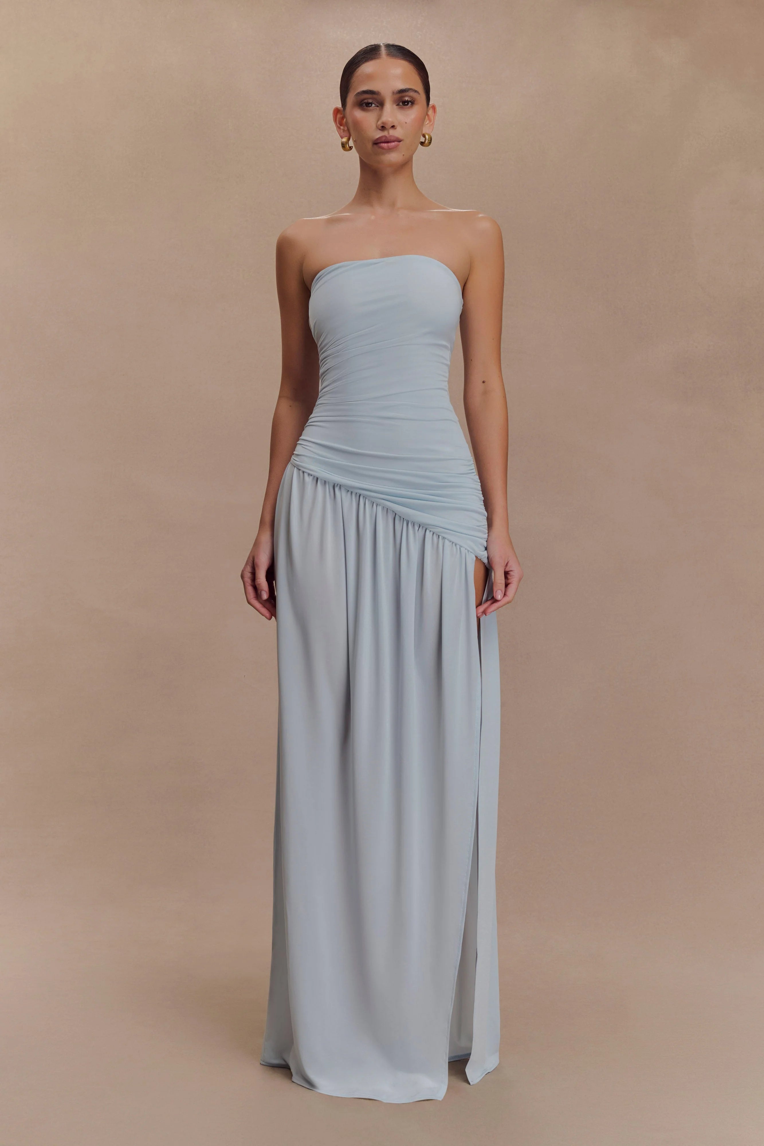 Bex Strapless Maxi in Pale Blue - Meshki
