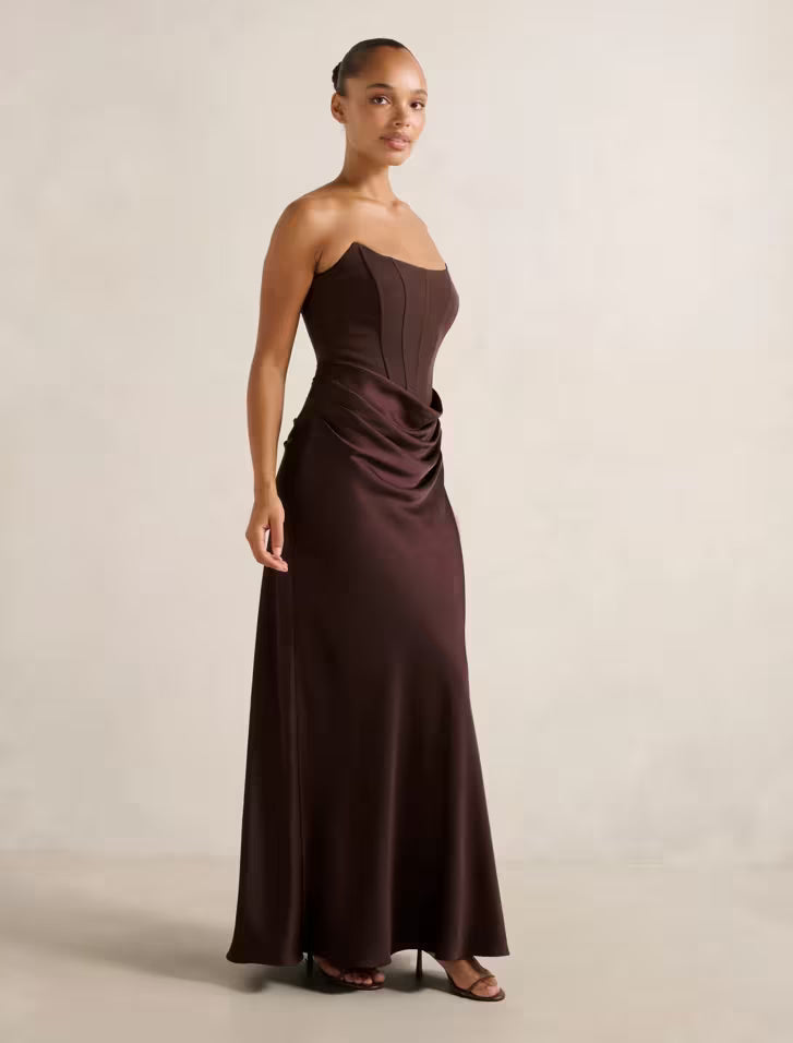 Isra Drape Maxi in Dark Chocolate - Forever New