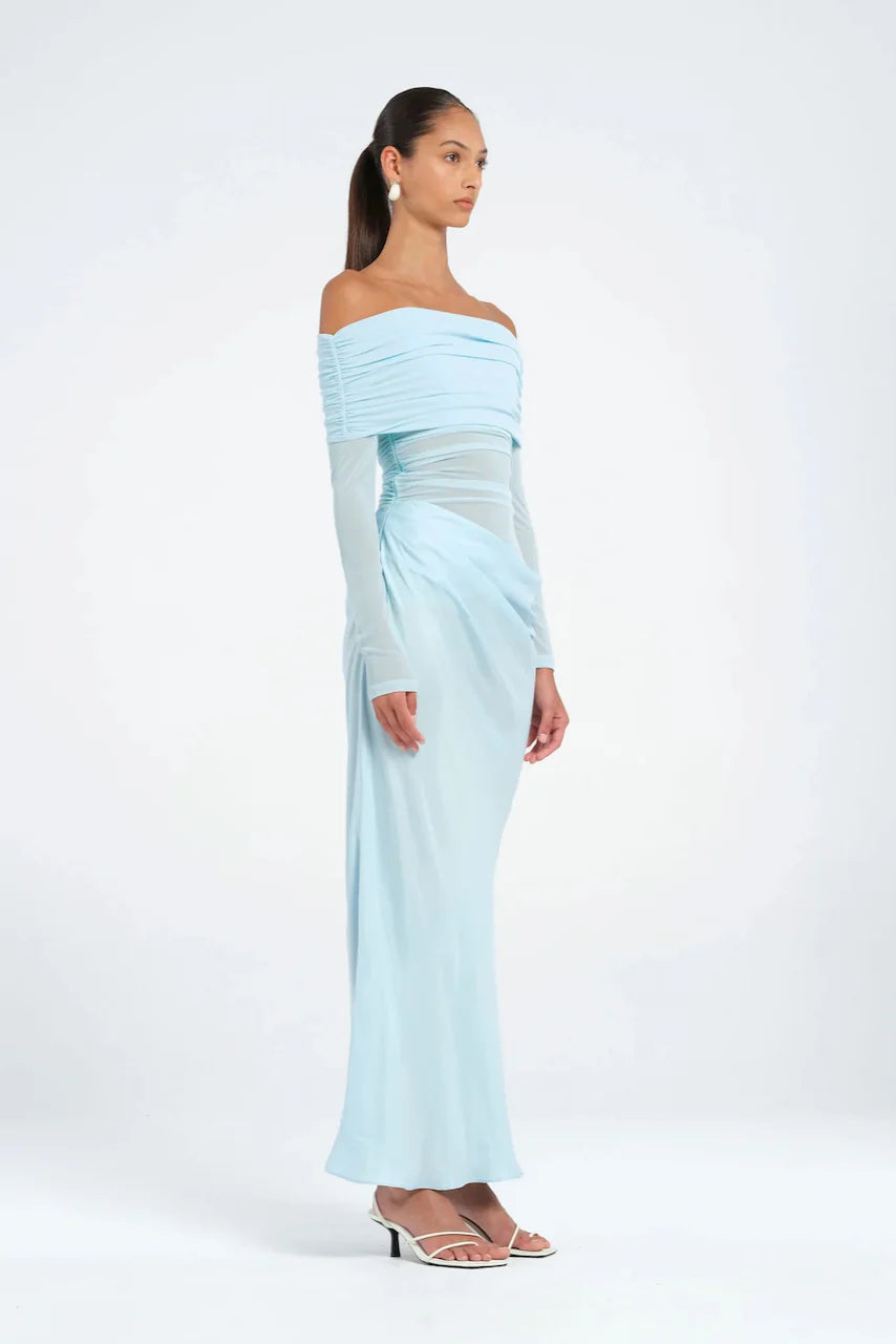 Yasmin Off Shoulder Maxi in Sky Blue - Benni