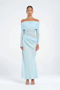 Yasmin Off Shoulder Maxi in Sky Blue - Benni