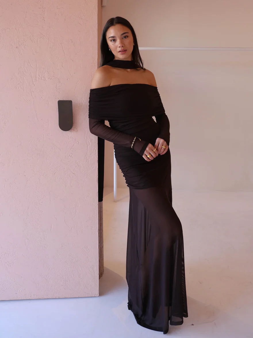 Belle Maxi Dress in Chocolate - By Nicola