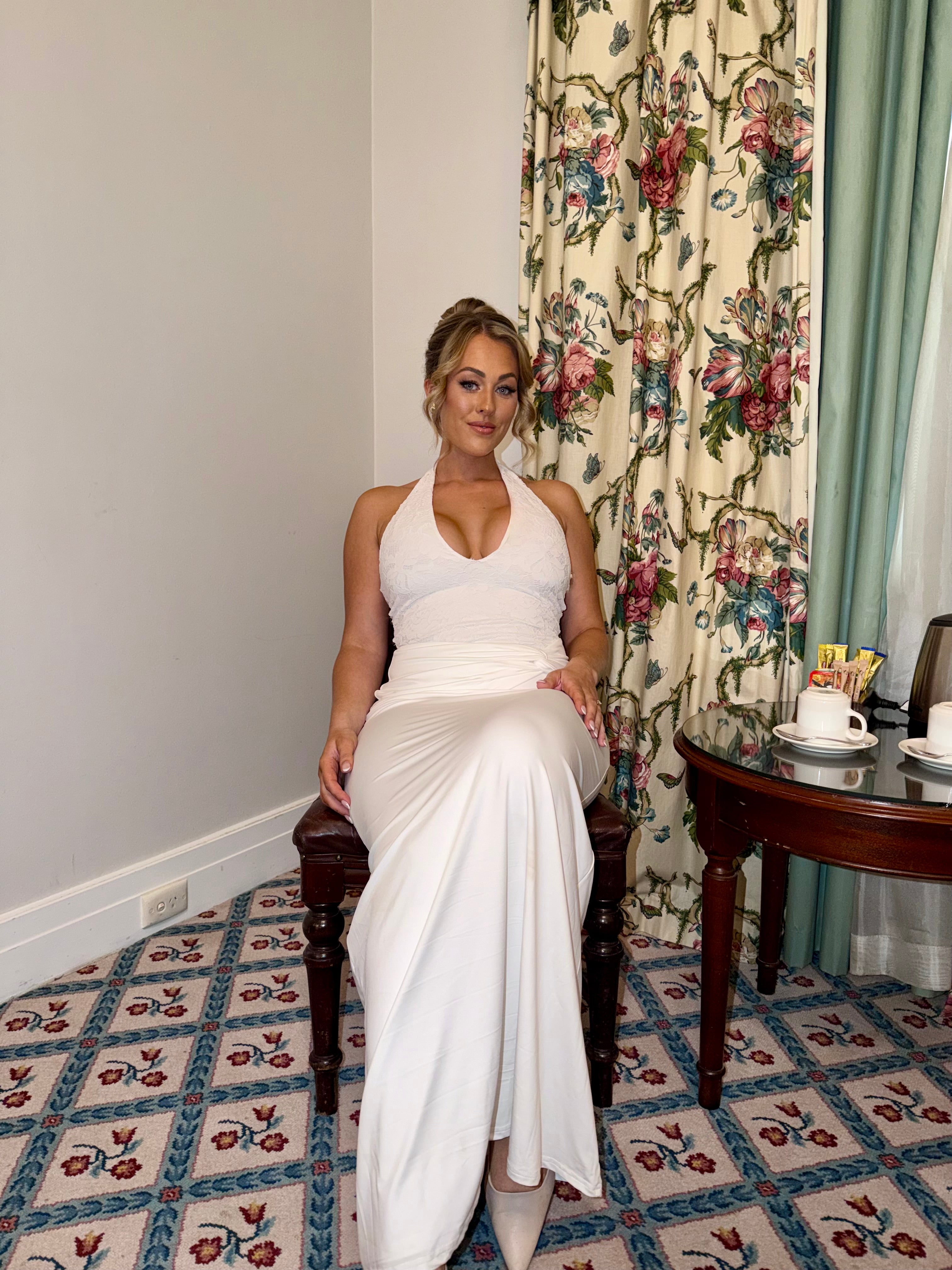 White Lace Halter Maxi