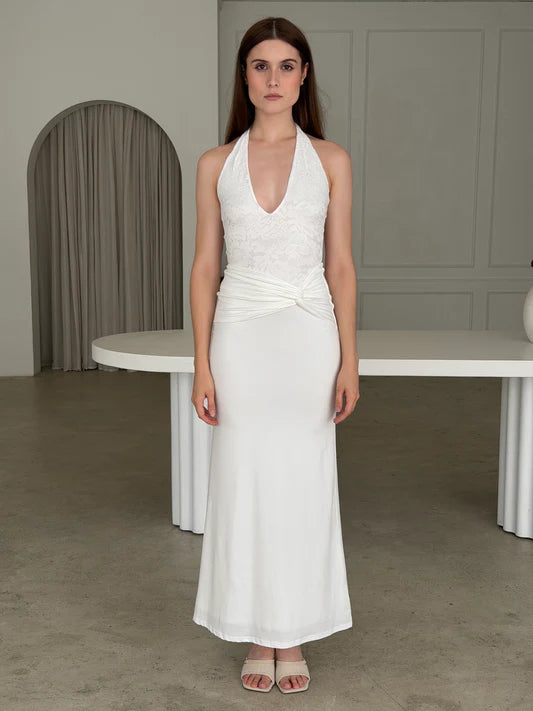 White Lace Halter Maxi