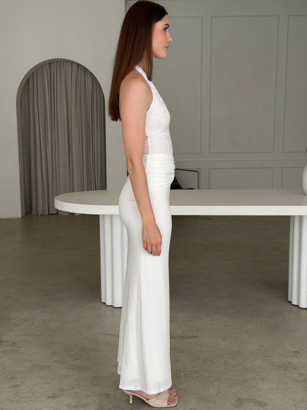 White Lace Halter Maxi