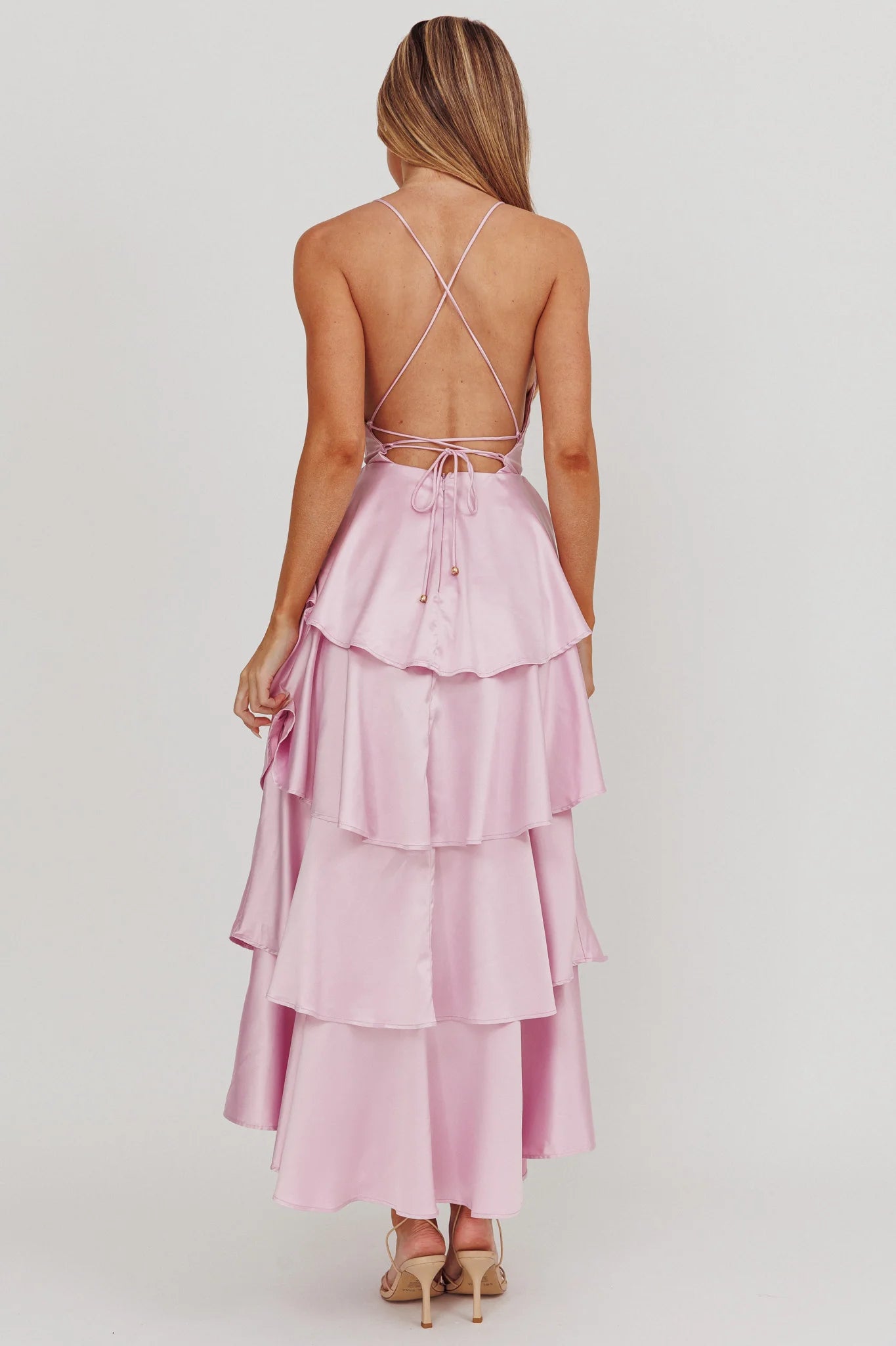 Auguste Tiered Frill Strappy Back in Lilac - Selfie Leslie